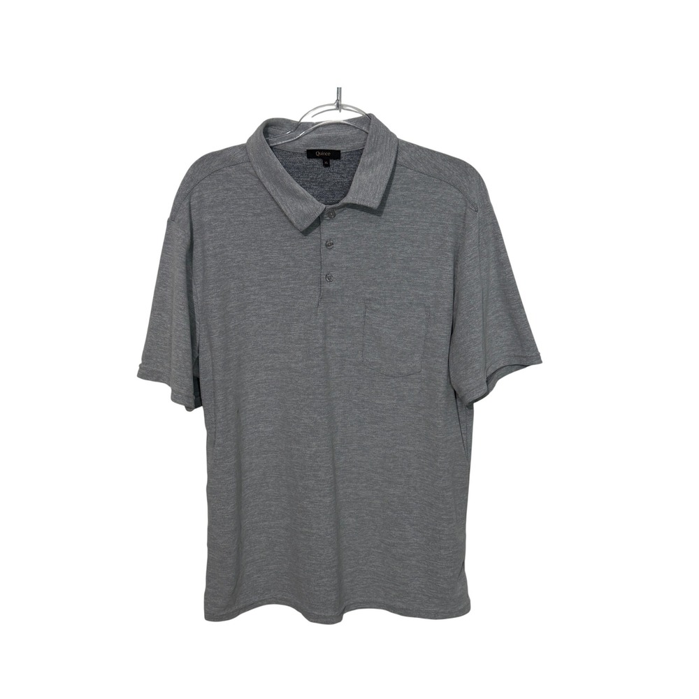 Quince Polo Shirt Mens XL Grey Recycled Polyester Short Sleeve Pocket
